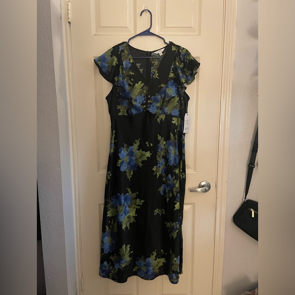 Time and Tru Blue and Green Sweetheart Sundress